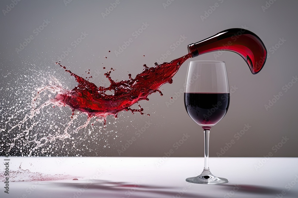 Fototapeta premium Captivating Red Wine Spray Isolated on Light Background