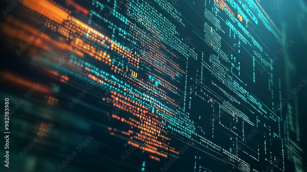 Network with randomly generated code, concept of web and software development, digital connectivity, cyberspace (3d render) Network with randomly generated code, concept of web and software development, digital connectivity, cyberspace (3d render)