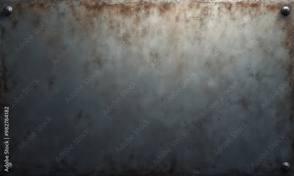 Aged metal surface background with a distressed texture and mounting rivets, textured metal panel Aged metal surface background with a distressed texture and mounting rivets, textured metal panel