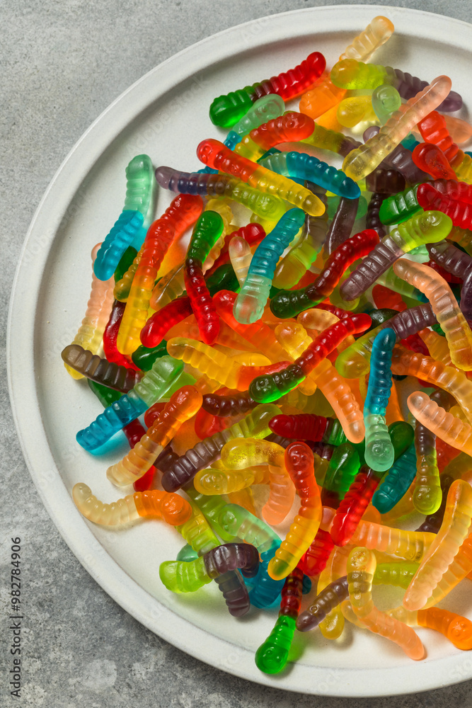 Fototapeta premium Sweet Sugary Gummy Worms for Halloween