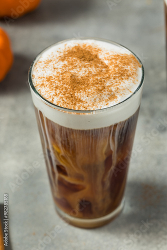 Autumn Iced Pumpkin Spice Latte with Cold Foam