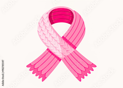 pink ribbon on white background