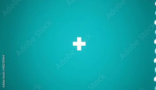 turquoise background medical symbols representing healthcare