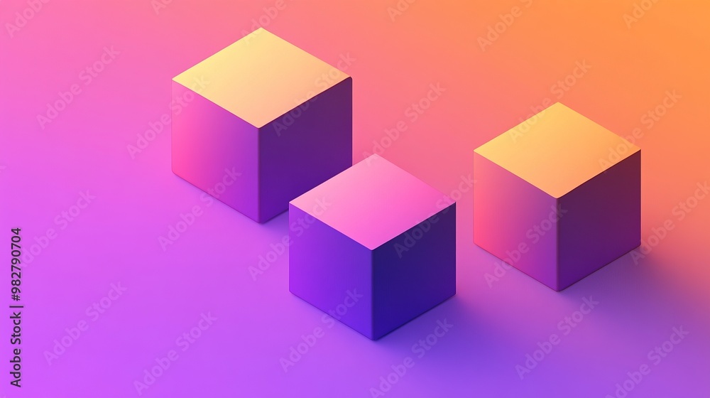 A simple illustration of cubes with rounded edges A simple illustration of cubes with rounded edges