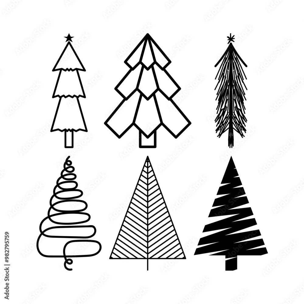 Obraz premium ensemble de sapins de noël vectoriels