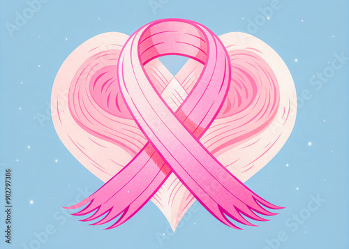 pink ribbon with heart