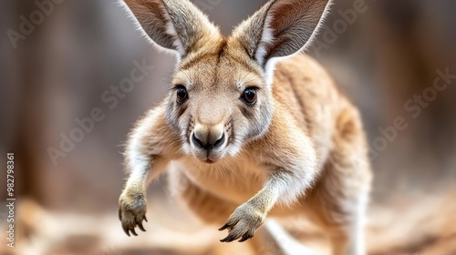 Charming Kangaroo in Motion on Natural Background