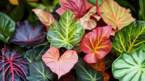 rare foliage plants with variegated leaves, exotic and unusual appearance photo