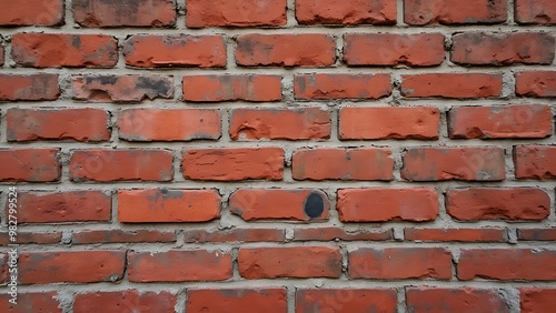 A weathered red brick wall with visible mortar lines, showcasing an aged and rustic appearance. Perfect for industrial, urban, or vintage-themed designs with a raw, textured aesthetic.