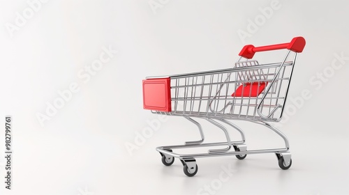 Shopping cart isolated on white marketing idea with copyspace background isolated on white