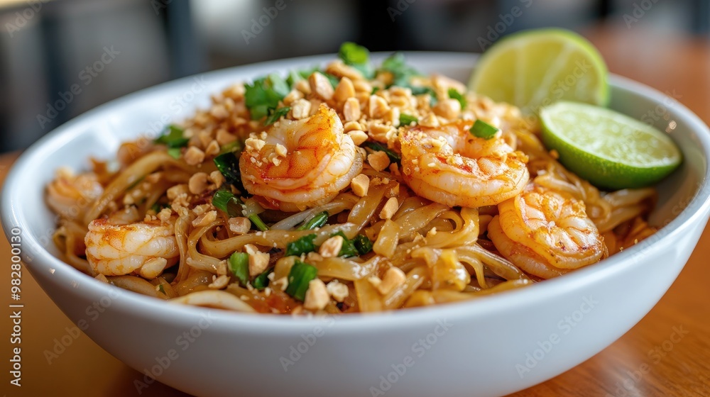 Shrimp Pad Thai with Fresh Lime and Peanuts Shrimp Pad Thai with Fresh Lime and Peanuts