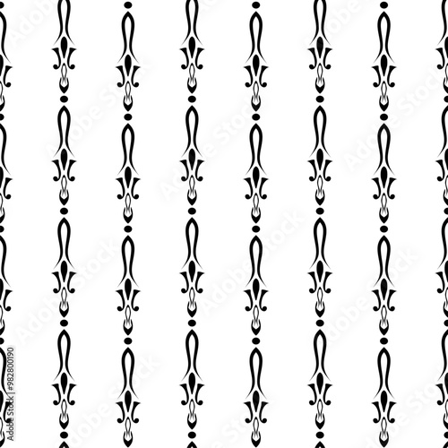 pattern with black and white flowers chain style pattern symbol vector illustrtion 