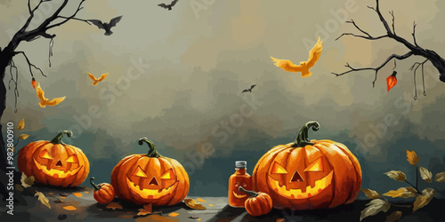 vector Pumpkin illustration for Halloween fest 