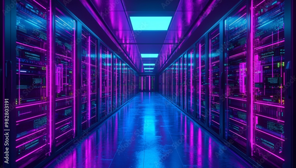An immersive sci-fi interface display with glowing blue and purple lights. An immersive sci-fi interface display with glowing blue and purple lights.
