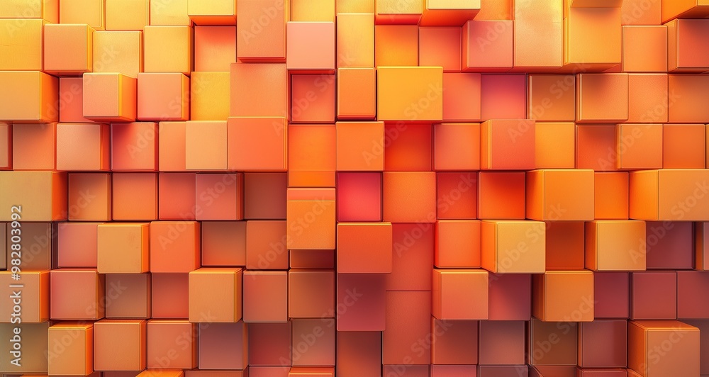 A wall composed of orange cubes