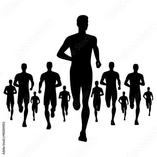 Group of people running icon vector illustration.