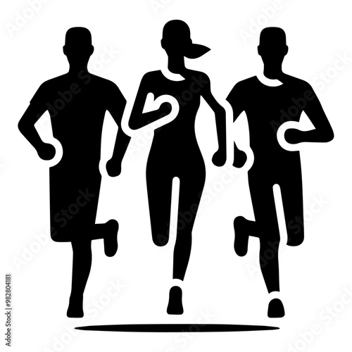 Group of people running icon vector illustration.