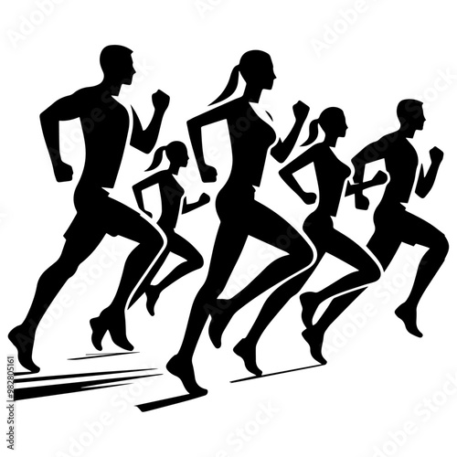 Group of people running icon vector illustration.