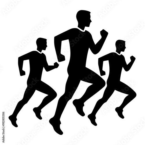 Group of people running icon vector illustration.