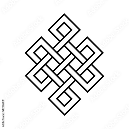 Geometric Karma Symbol Vector Illustration. The Endless knot or Happiness node