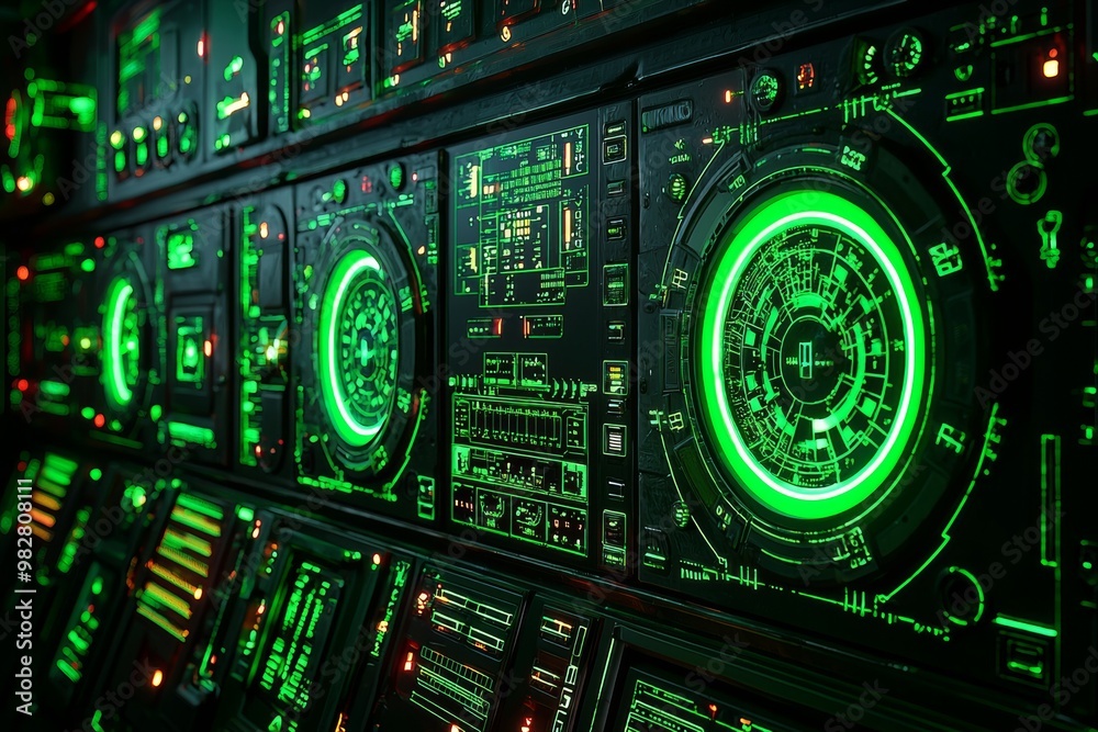 Monitor screen devices and bar indicators on the energy meter of deep sea submarine equipment Monitor screen devices and bar indicators on the energy meter of deep sea submarine equipment