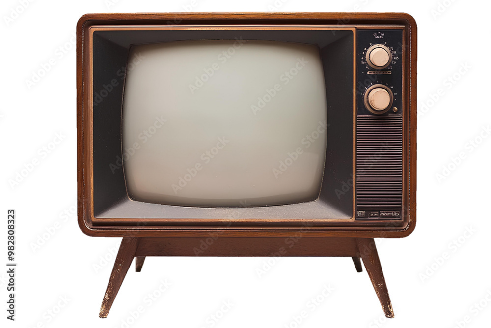 old tv isolated on white background