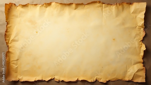 Authentic aged parchment paper with weathered edges, perfect for vintage-themed projects, historical document replicas, and creative designs. photo