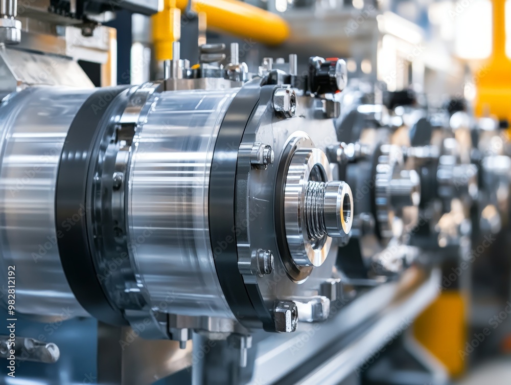 Close-up View of an Extruder in a Plastic Extrusion Manufacturing Plant, Highlighting the Detailed Machinery and Industrial Process Close-up View of an Extruder in a Plastic Extrusion Manufacturing Plant, Highlighting the Detailed Machinery and Industrial Process