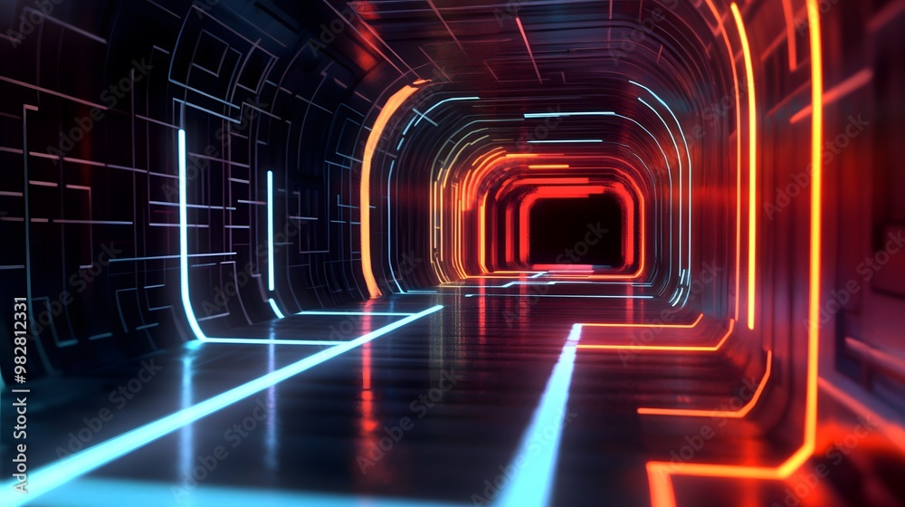 A 3D representation of a song moving through a maze of light and sound A 3D representation of a song moving through a maze of light and sound
