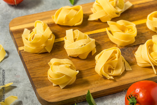 Raw Organic Italian Pappardella Fettuccine Pasta photo