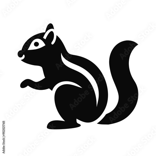 Stylized squirrel silhouette, playful mood, standing on hind legs, with blank spac