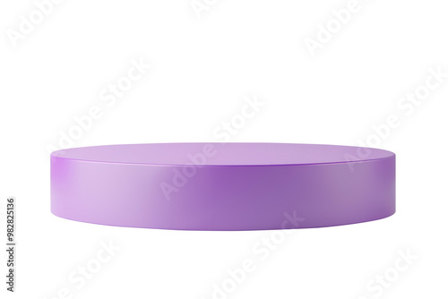 Purple circular pedestal platform ideal for product display or exhibition, featuring a smooth and minimalist surface. Isolated on transparent background, png. photo