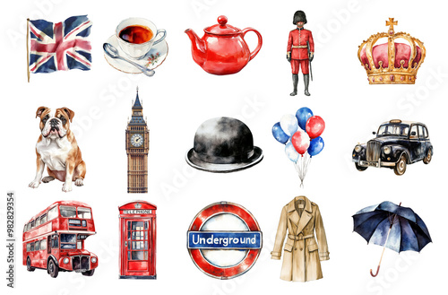Watercolor British set.