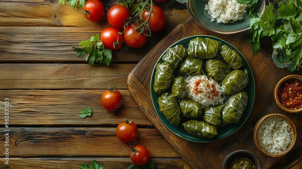 A Dolma. The most popular Turkish dishes. Vegetables such as peppers, tomatoes, or grape leaves stuffed with a mixture of rice, nuts, spices, and sometimes meat. A Dolma. The most popular Turkish dishes. Vegetables such as peppers, tomatoes, or grape leaves stuffed with a mixture of rice, nuts, spices, and sometimes meat.