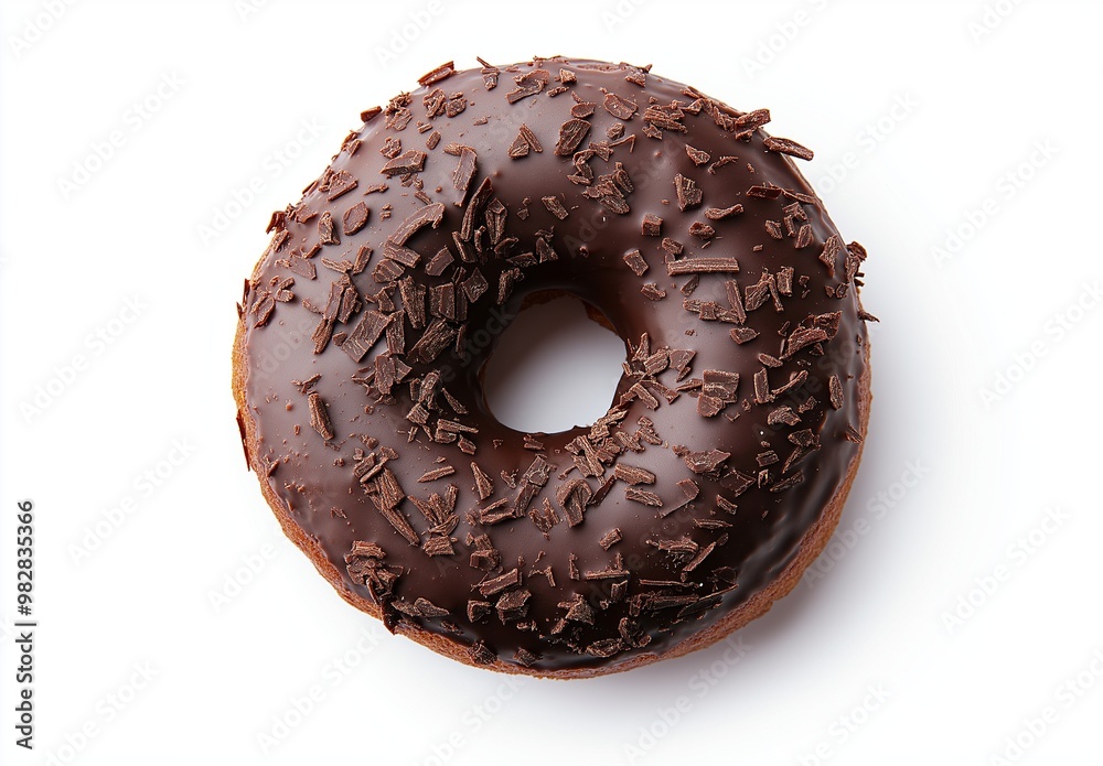 A dark chocolate doughnut on isolated background A dark chocolate doughnut on isolated background