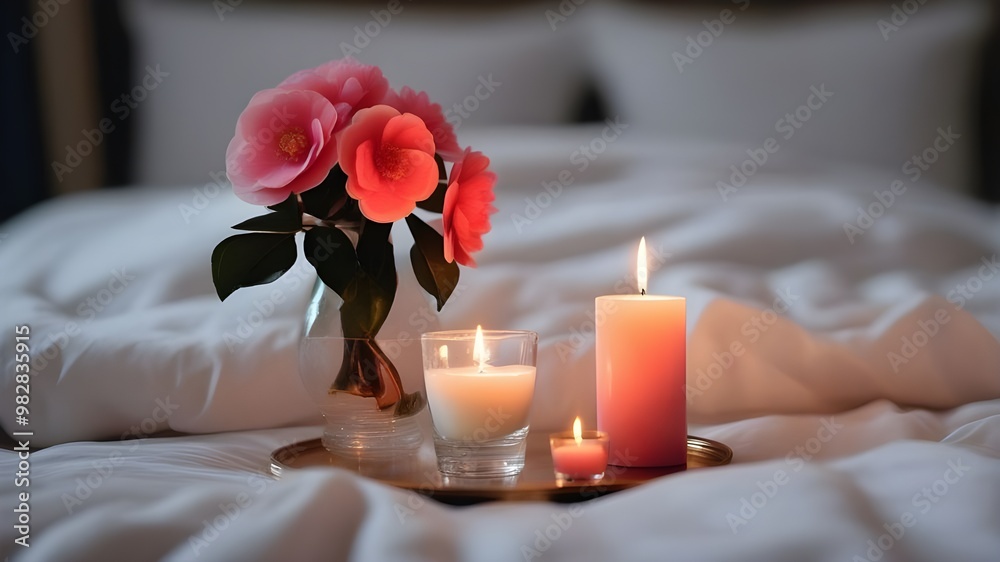 Obraz premium Camellia on the bed