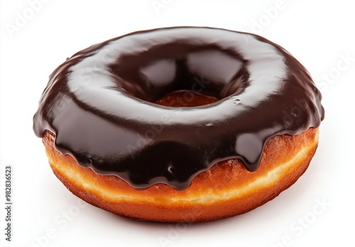 A dark chocolate doughnut on isolated background