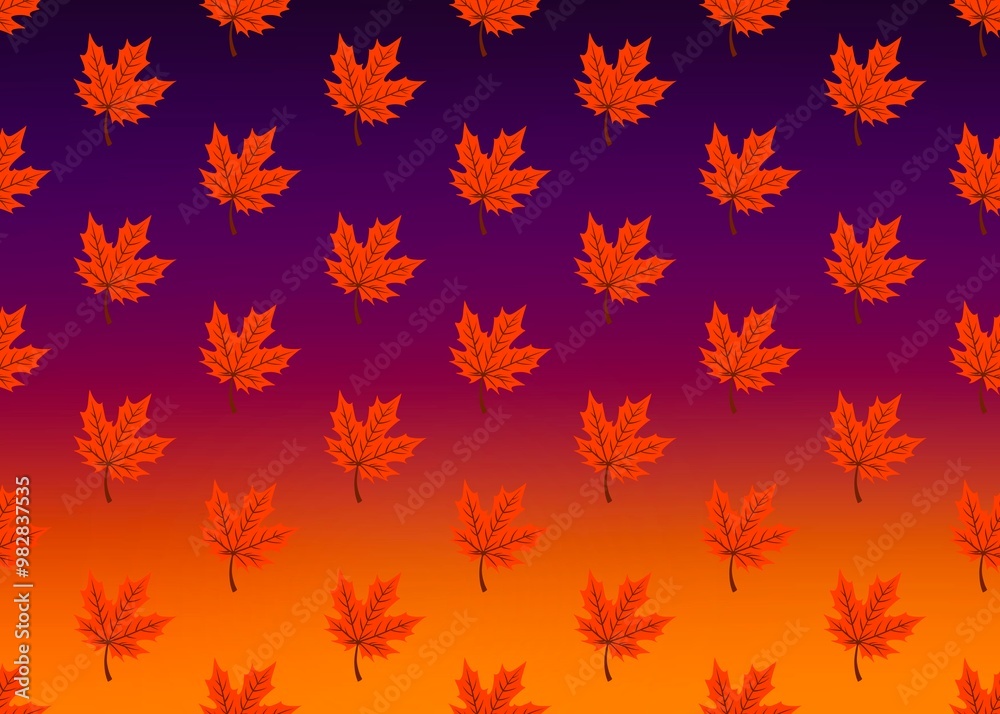 Dry autumn leaves. Seamless pattern with yellow fallen leaves. Orange autumn leaves on a gradient background. Golden season. Maple leaves. Dry autumn leaves. Seamless pattern with yellow fallen leaves. Orange autumn leaves on a gradient background. Golden season. Maple leaves.
