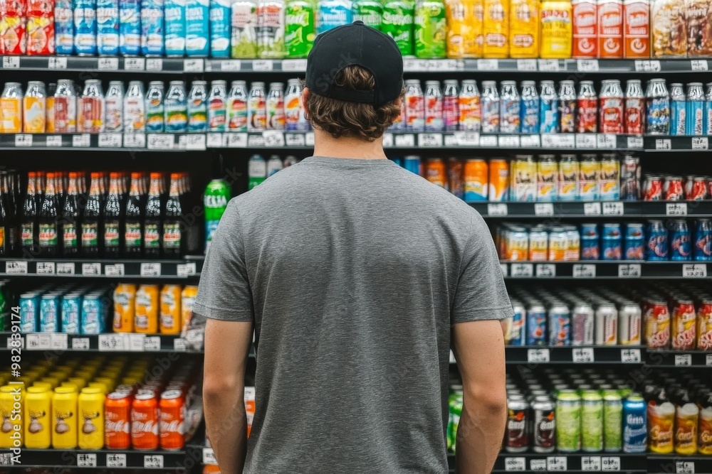 custom made wallpaper toronto digitalMan standing front large shelf store He is A stands