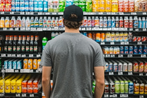 Wallpaper Mural Man standing front large shelf store He is A stands Torontodigital.ca