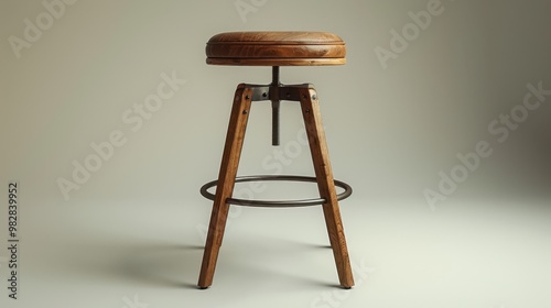 A highly realistic image of an object related to Bar stool – Industrial style in a white background design, displayed in a design studio. The scene is well-lit, with natural light highlighting  photo