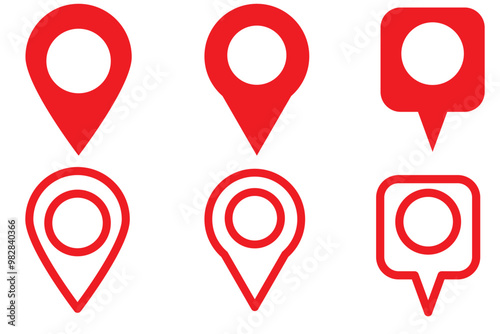 Set of map pin location icons. Modern map markers .Vector illustration on a white background.