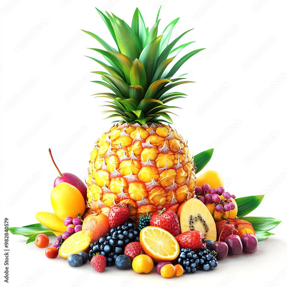 Vibrant Tropical Fruits Arrangement with Pineapple Vibrant Tropical Fruits Arrangement with Pineapple