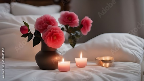 Camellia on the bed