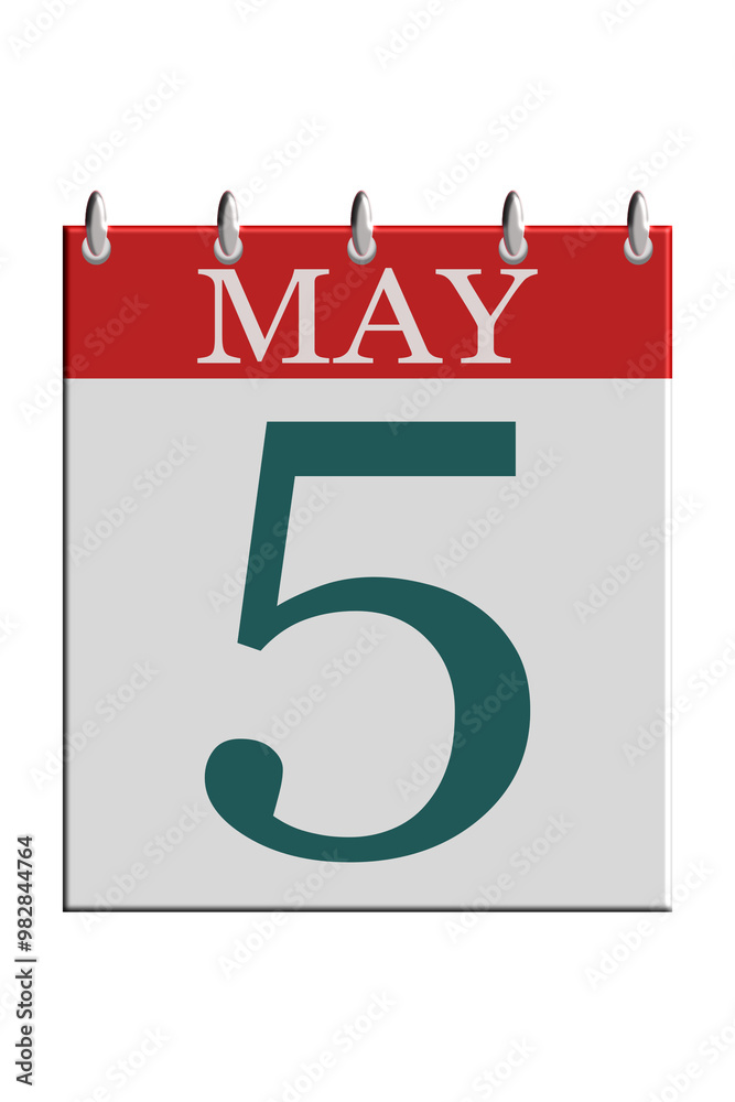 Calendar isolated on white background with the month of May. Calendar isolated on white background with the month of May.