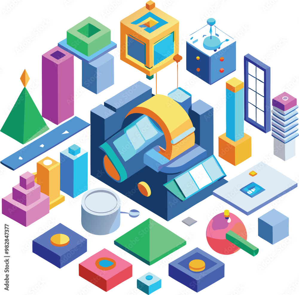 Obraz premium 3D and Isometric Designs vector art