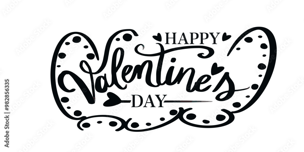 vector text happy valentine's day with hearts graphics 