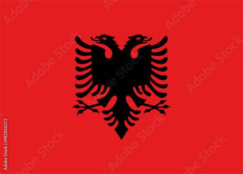 Albania official flag vector with standard size and proportion. National flag emblem with accurate size and colors.