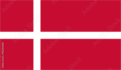 Denmark official flag vector with standard size and proportion. National flag emblem with accurate size and colors.