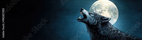 Wolf howling at the moon.